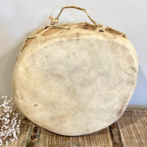Rawhide Hand Drum Taos Pueblo Red Willow Leather and Wood - Picture 3 of 14
